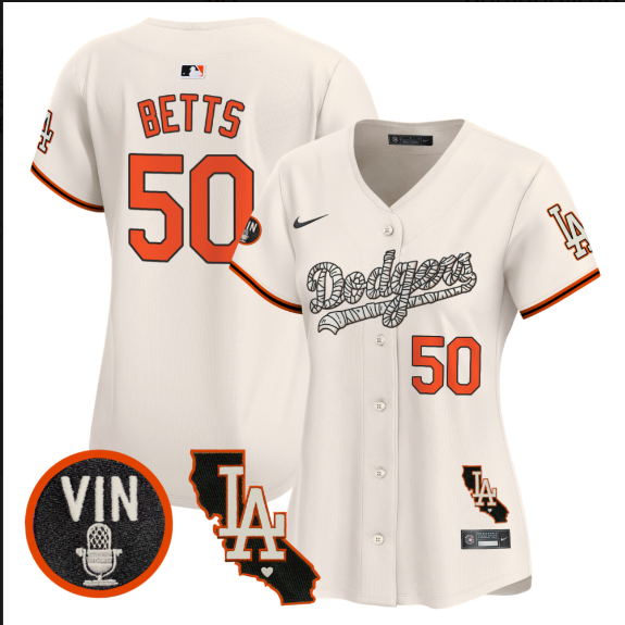 Women Los Angeles Dodgers #50 Betts 2025 cream Limited Stitched Jersey